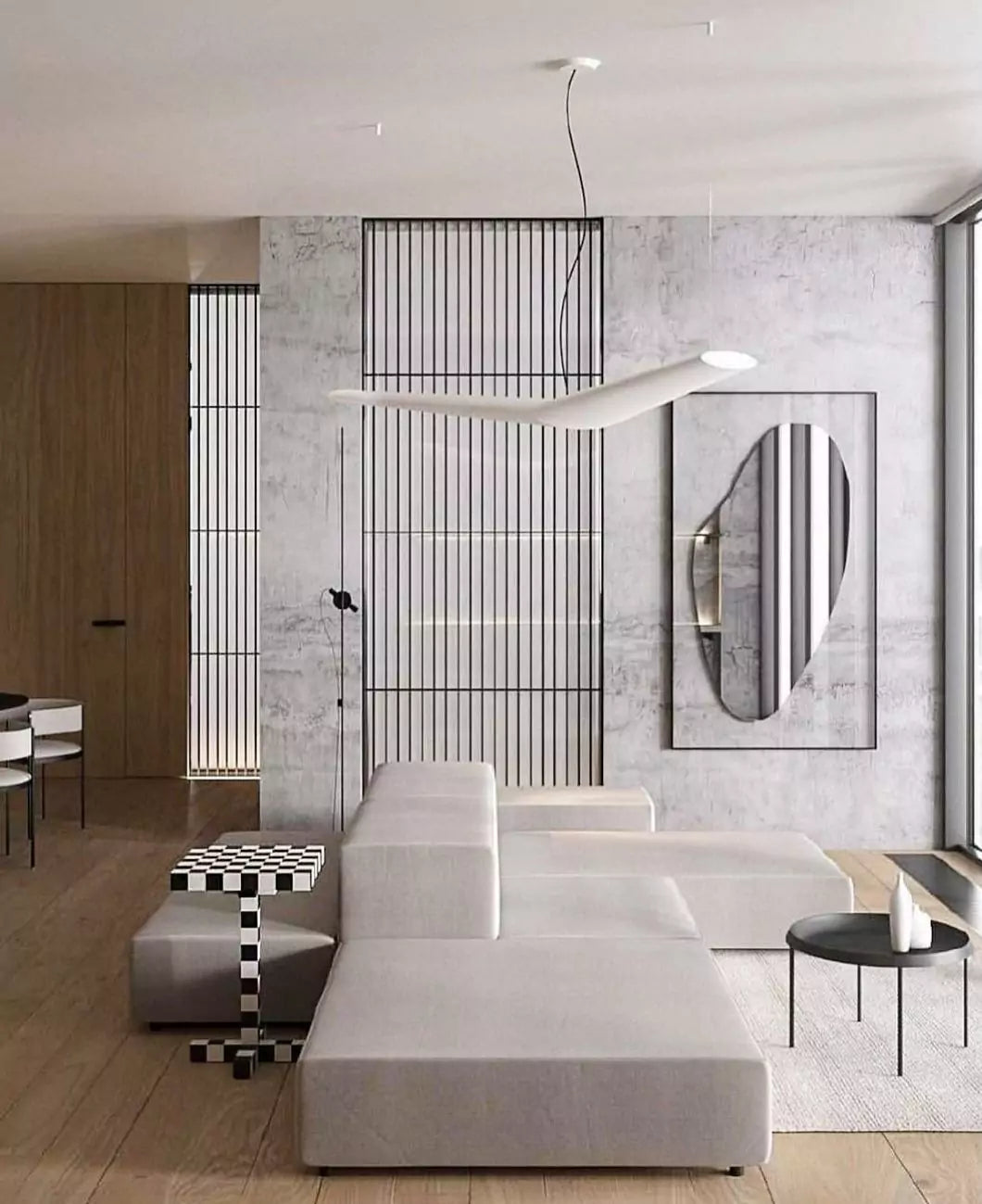 Modern Living Room Meoded Venetian Plaster
