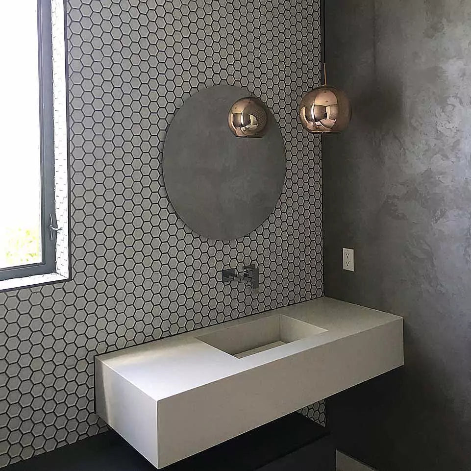 Pearlas Velvet Industrial style bathroom