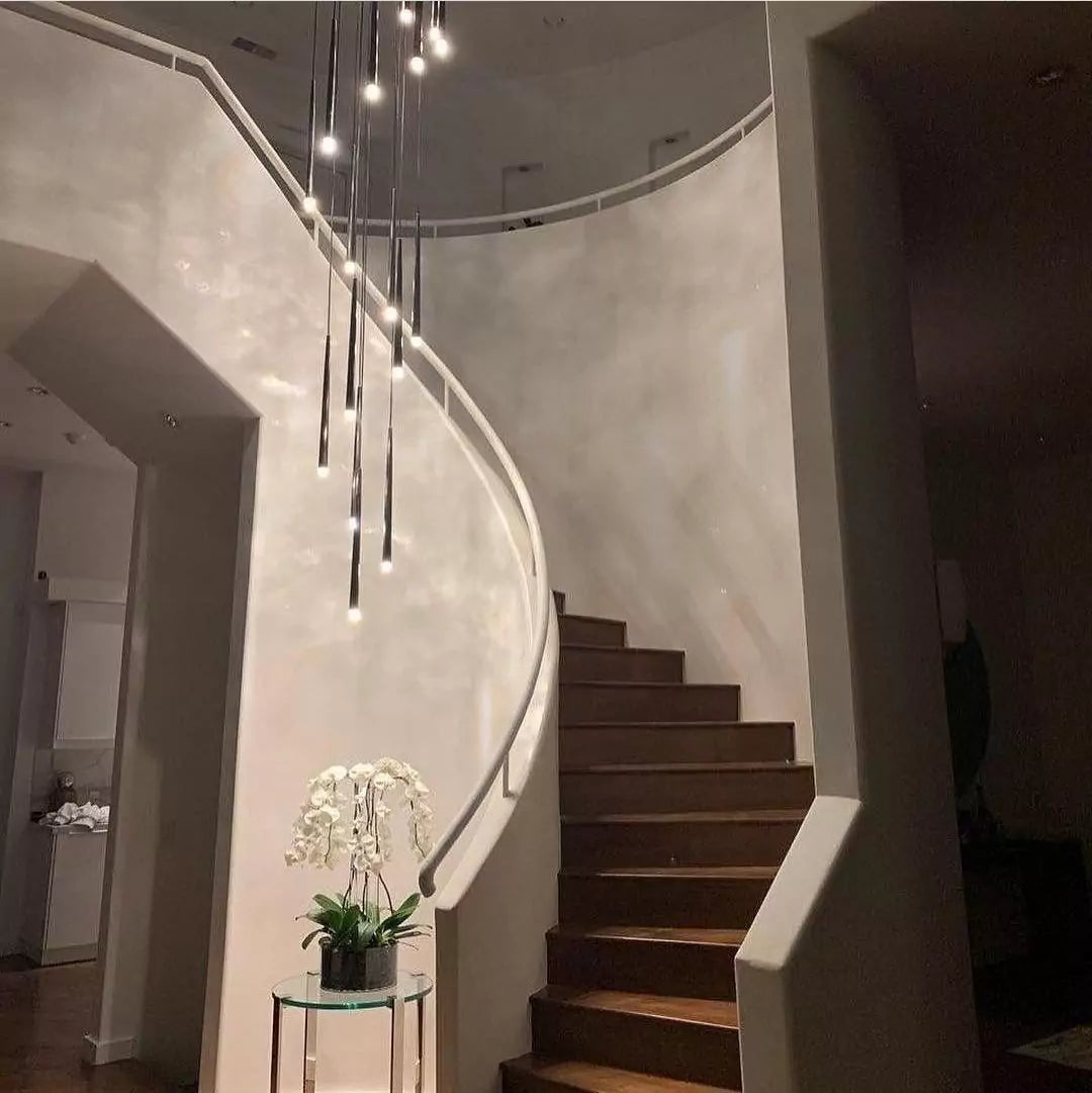 Contemporary Gray Venetian Plaster Staircase Meoded