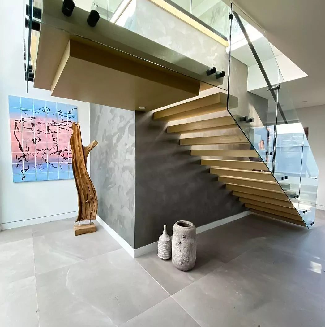 Pearlas Velvet Silver Accent wall Staircase Modern Home
