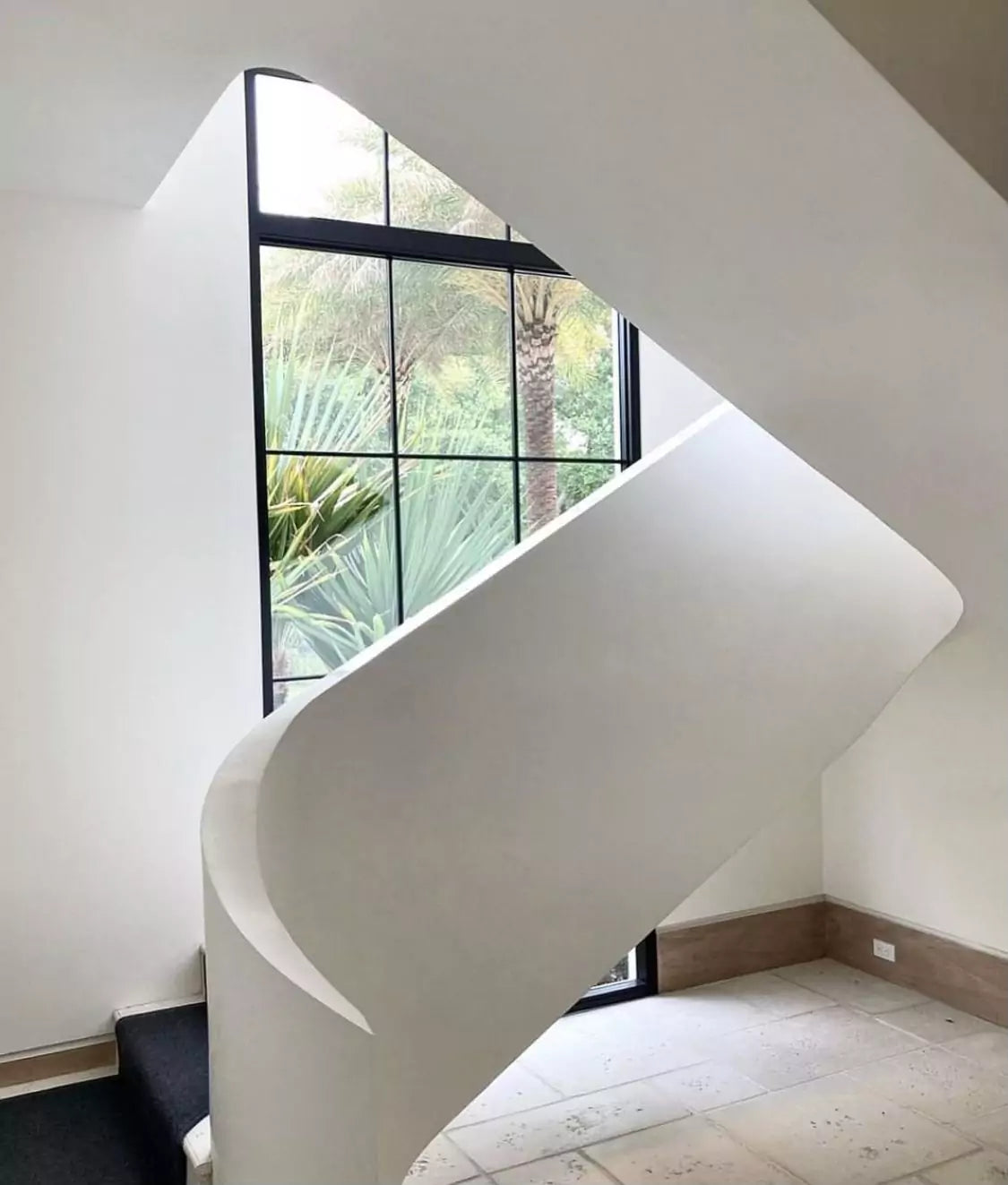 White Venetian Plastered Staircase