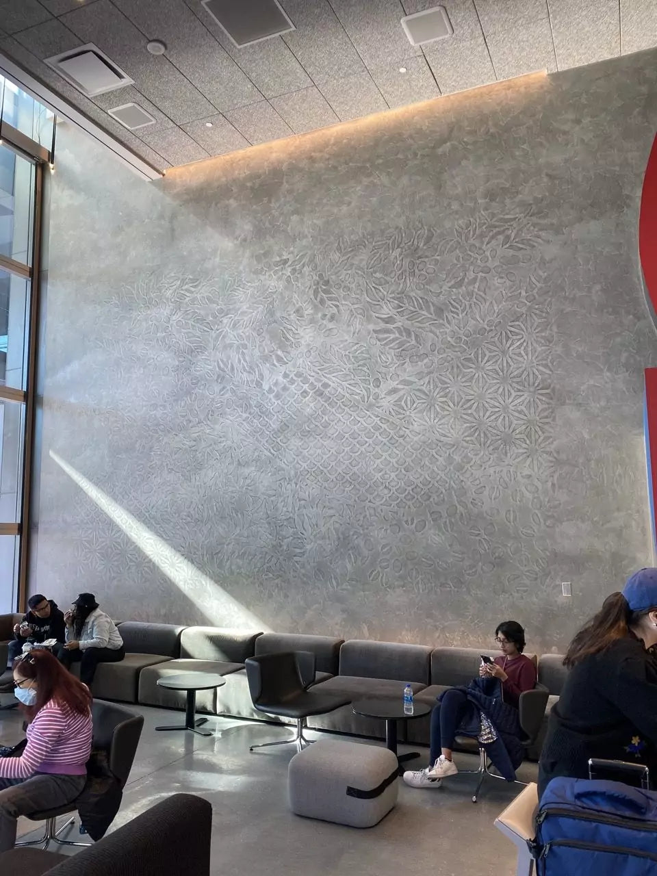 Large lobby with stenciled Venetian Plaster Meoded