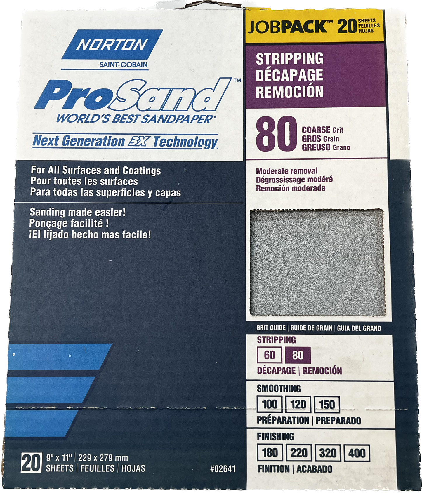 Norton ProSand 80 Grit Sandpaper 9" X 11" Sheets 20 Pack
