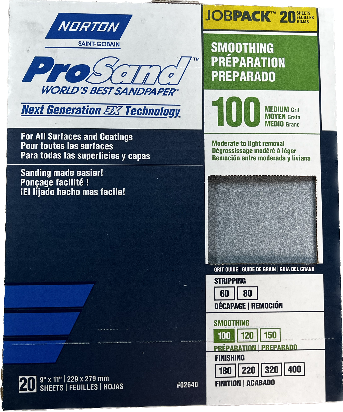 Norton ProSand 100 Grit Sandpaper 9" X 11" Sheets -20 Pack