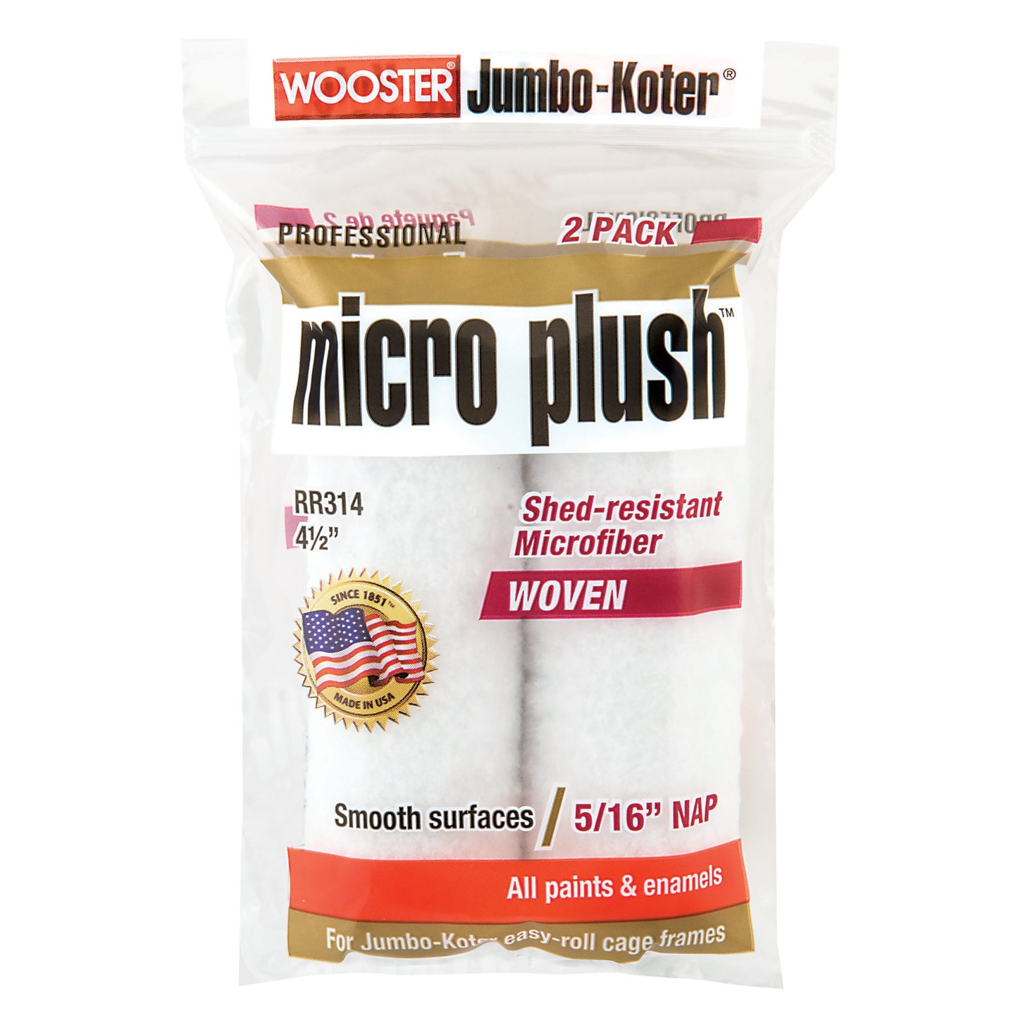 Wooster Jumbo-Koter Micro Plush Microfiber Roller Cover 6.5x5/16 2 Pack
